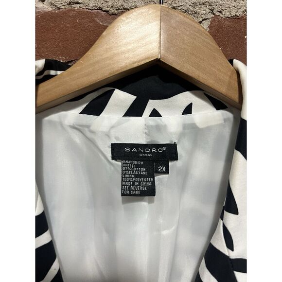 Sandro Woman Black White Blazer Jacket Plus Size 2X - Picture 3 of 3